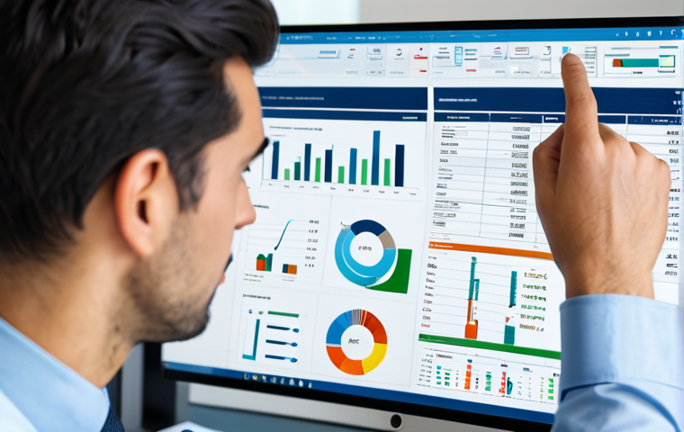 수학과 금융공학 - "A data scientist in a professional setting, analyzing financial models on a computer screen, graphs...