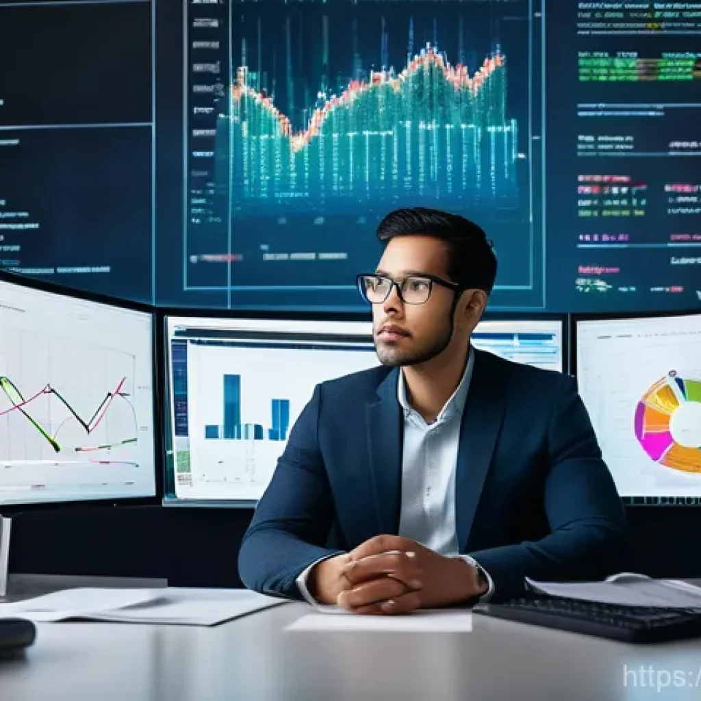 통계적 데이터 분석 - **Prompt 1:** A diverse data analyst, wearing smart casual attire, sits at a sleek, minimalist desk ...