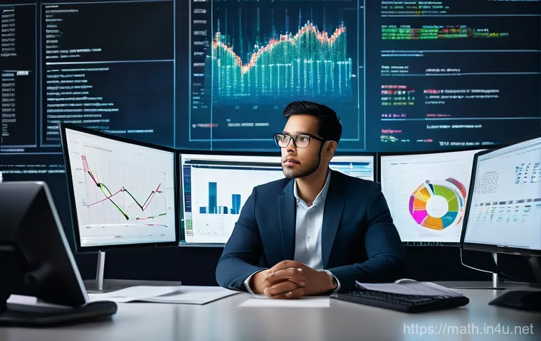 통계적 데이터 분석 - **Prompt 1:** A diverse data analyst, wearing smart casual attire, sits at a sleek, minimalist desk ...