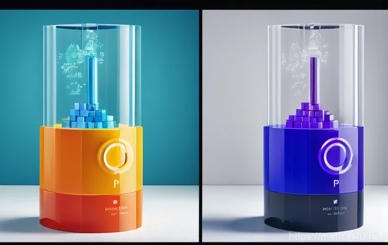 NP 문제와 P vs NP 문제 - **Prompt:** A visually striking split image depicting the core concept of the P vs NP problem. On th...