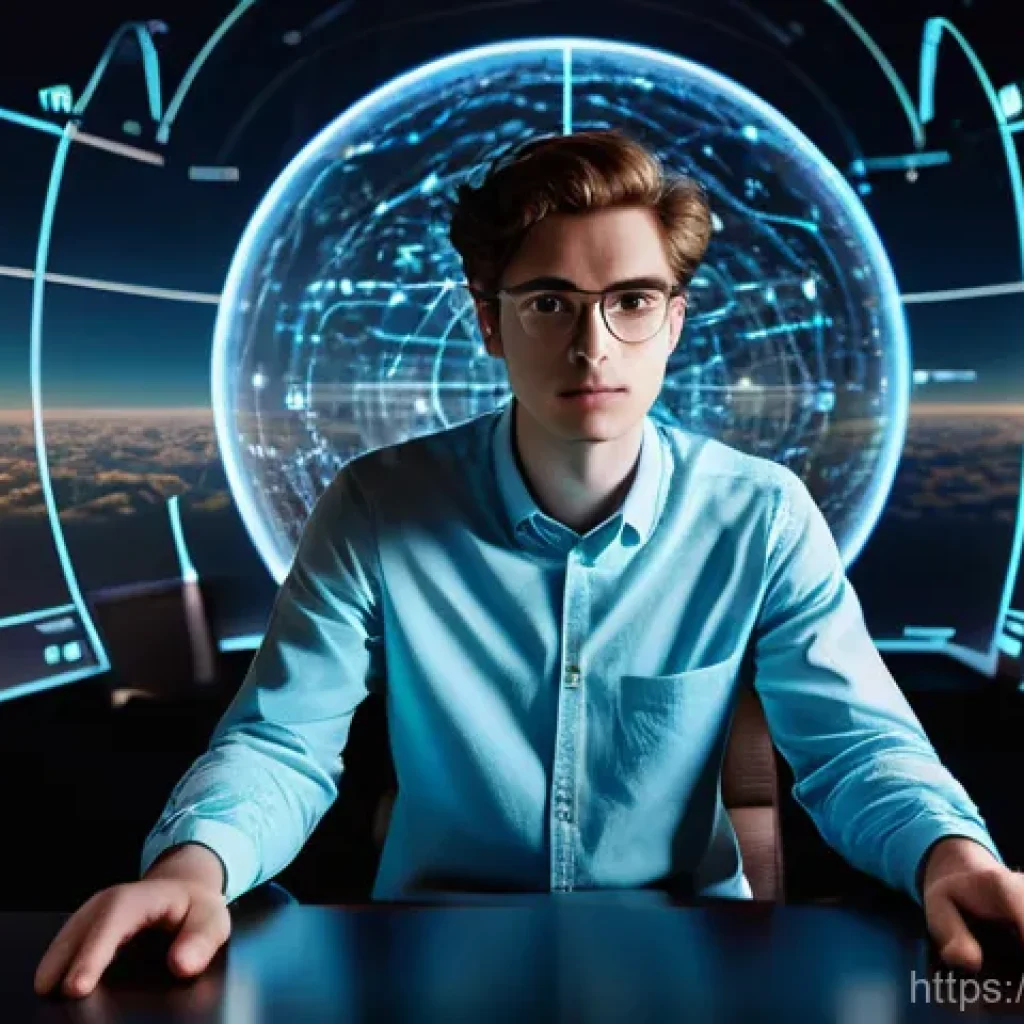 수학과 양자역학의 관계 - A focused young male student, in his early twenties and dressed in a smart casual shirt and trousers...